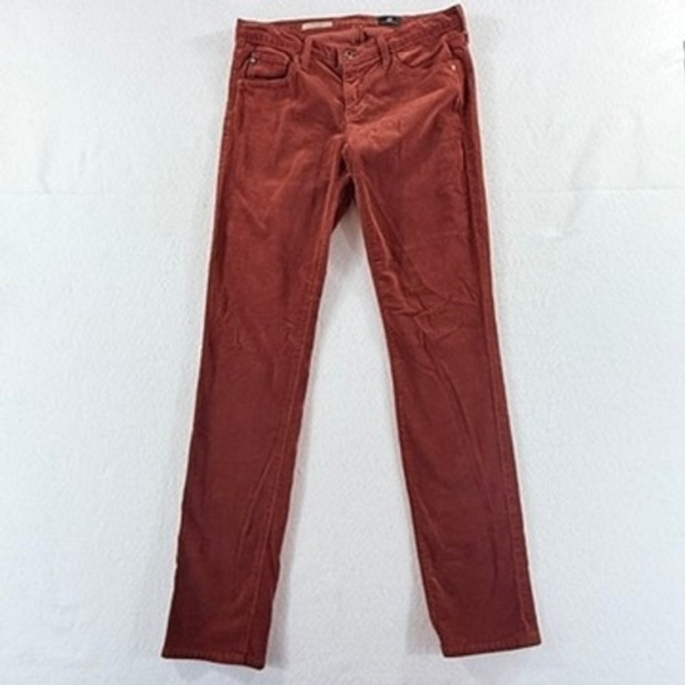 AG Adriano Goldschmied The Stevie Pants Womens 28 Rust Corduroy Slim Straight